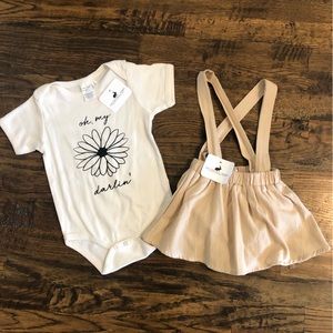 Overall Skirt Set Boutique Baby Girl Flower Onesie 18 Months New